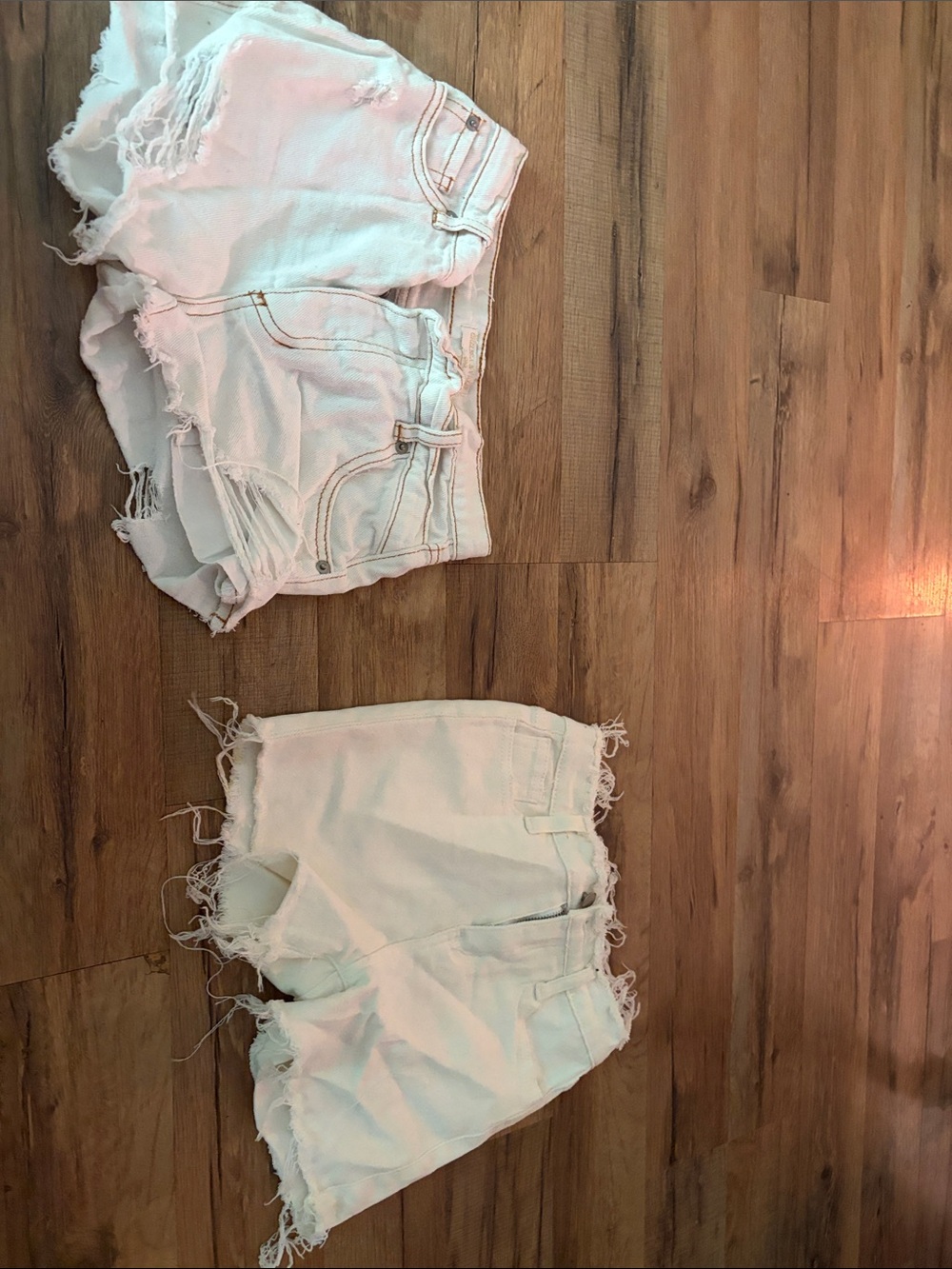 Kids White Distressed Denim Shorts - Frayed Hem Casual Style
